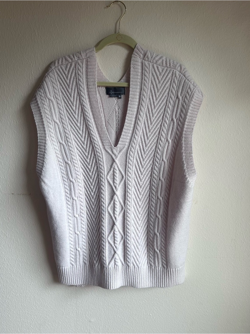 Oversized Cable Knit Vest | Cream | One Size